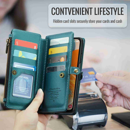 For Samsung Galaxy A23 CaseMe C36 Card Slots Zipper Wallet RFID Anti-theft Leather Phone Case(Blue-green) - Galaxy Phone Cases by CaseMe | Online Shopping South Africa | PMC Jewellery | Buy Now Pay Later Mobicred