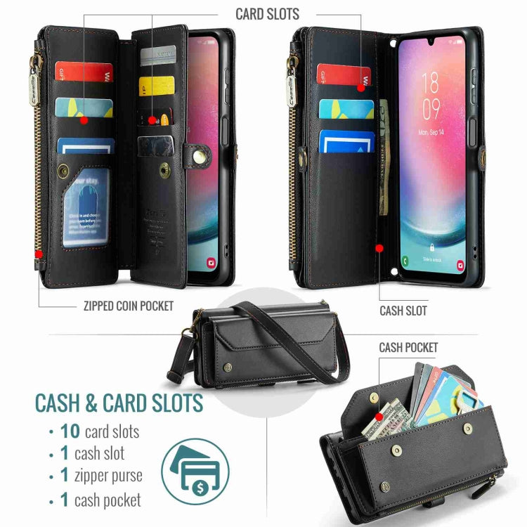 For Samsung Galaxy A24 CaseMe C36 Card Slots Zipper Wallet RFID Anti-theft Leather Phone Case(Black) - Galaxy Phone Cases by CaseMe | Online Shopping South Africa | PMC Jewellery | Buy Now Pay Later Mobicred