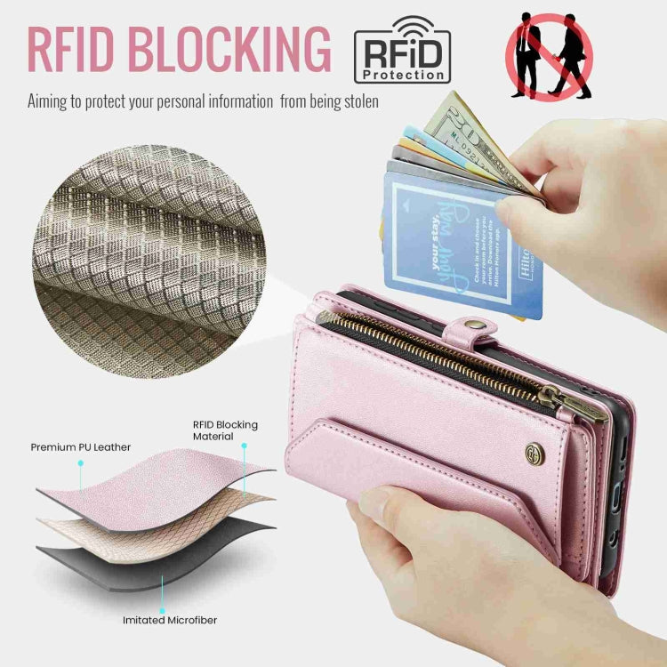 For Samsung Galaxy A30s / A50s / A50 CaseMe C36 Card Slots Zipper Wallet RFID Anti-theft Leather Phone Case(Pink) - Galaxy Phone Cases by CaseMe | Online Shopping South Africa | PMC Jewellery | Buy Now Pay Later Mobicred