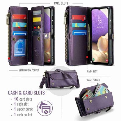 For Samsung Galaxy A32 5G CaseMe C36 Card Slots Zipper Wallet RFID Anti-theft Leather Phone Case(Purple) - Galaxy Phone Cases by CaseMe | Online Shopping South Africa | PMC Jewellery | Buy Now Pay Later Mobicred