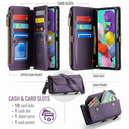 For Samsung Galaxy A51 4G CaseMe C36 Card Slots Zipper Wallet RFID Anti-theft Leather Phone Case(Purple) - Galaxy Phone Cases by CaseMe | Online Shopping South Africa | PMC Jewellery | Buy Now Pay Later Mobicred