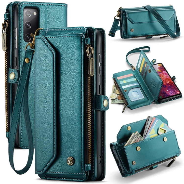 For Samsung Galaxy S20 FE CaseMe C36 Card Slots Zipper Wallet RFID Anti-theft Leather Phone Case(Blue-green) - Galaxy S20 FE Cases by CaseMe | Online Shopping South Africa | PMC Jewellery | Buy Now Pay Later Mobicred