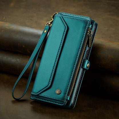 For Samsung Galaxy S20+ CaseMe C36 Card Slots Zipper Wallet RFID Anti-theft Leather Phone Case(Blue-green) - Galaxy Phone Cases by CaseMe | Online Shopping South Africa | PMC Jewellery | Buy Now Pay Later Mobicred