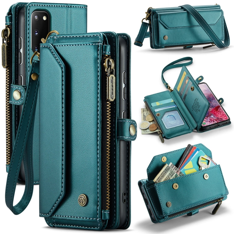 For Samsung Galaxy S20 CaseMe C36 Card Slots Zipper Wallet RFID Anti-theft Leather Phone Case(Blue-green) - Galaxy Phone Cases by CaseMe | Online Shopping South Africa | PMC Jewellery | Buy Now Pay Later Mobicred