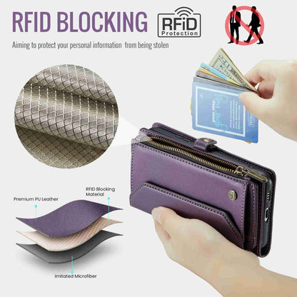 For Samsung Galaxy S21+ 5G CaseMe C36 Card Slots Zipper Wallet RFID Anti-theft Leather Phone Case(Purple) - Galaxy S21+ 5G Cases by CaseMe | Online Shopping South Africa | PMC Jewellery | Buy Now Pay Later Mobicred