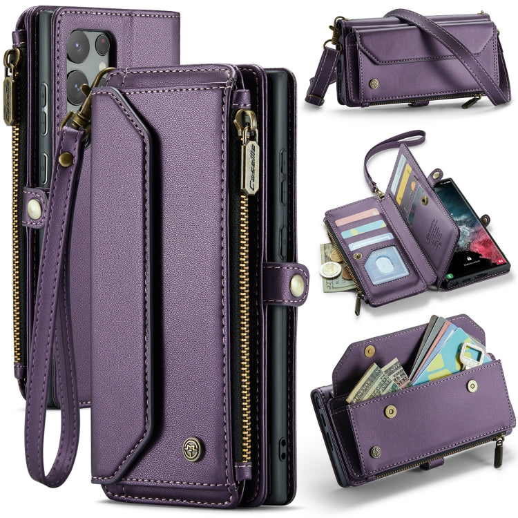 For Samsung Galaxy S22 Ultra 5G CaseMe C36 Card Slots Zipper Wallet RFID Anti-theft Leather Phone Case(Purple) - Galaxy S22 Ultra 5G Cases by CaseMe | Online Shopping South Africa | PMC Jewellery | Buy Now Pay Later Mobicred