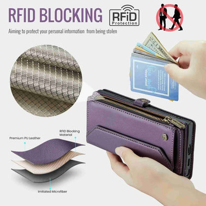 For Samsung Galaxy S22 Ultra 5G CaseMe C36 Card Slots Zipper Wallet RFID Anti-theft Leather Phone Case(Purple) - Galaxy S22 Ultra 5G Cases by CaseMe | Online Shopping South Africa | PMC Jewellery | Buy Now Pay Later Mobicred