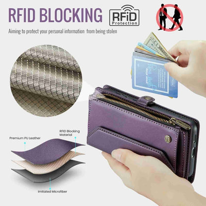 For Samsung Galaxy S23 5G CaseMe C36 Card Slots Zipper Wallet RFID Anti-theft Leather Phone Case(Purple) - Galaxy S23 5G Cases by CaseMe | Online Shopping South Africa | PMC Jewellery | Buy Now Pay Later Mobicred