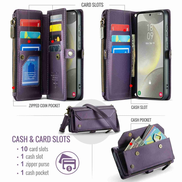 For Samsung Galaxy S24+ 5G CaseMe C36 Card Slots Zipper Wallet RFID Anti-theft Leather Phone Case(Purple) - Galaxy S24+ 5G Cases by CaseMe | Online Shopping South Africa | PMC Jewellery | Buy Now Pay Later Mobicred