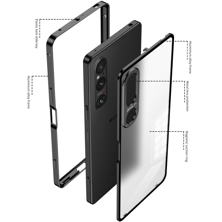 For Sony Xperia 1 V Snap Buckle Metal Frame Frosted Phone Case(Black) - Sony Cases by PMC TechLife | Online Shopping South Africa | PMC TechLife | Buy Now Pay Later Mobicred