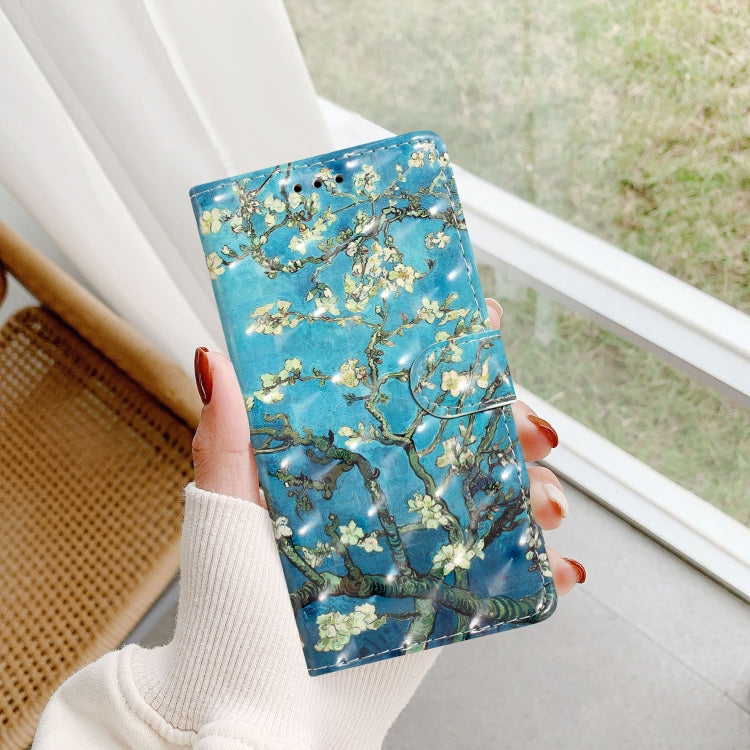For Motorola Moto G Play 2024 3D Pattern Leather Phone Case(Blue Base Apricot Flower) - Motorola Cases by PMC Jewellery | Online Shopping South Africa | PMC Jewellery | Buy Now Pay Later Mobicred