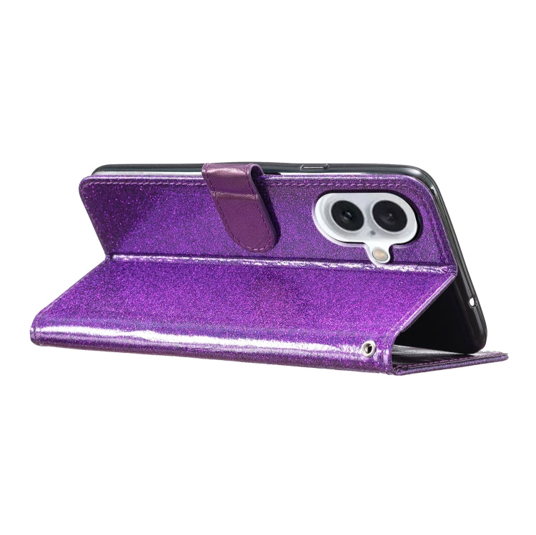 For iPhone 16 Plus Glitter Powder Flip Leather Phone Case(Purple) - iPhone 16 Plus Cases by PMC Jewellery | Online Shopping South Africa | PMC Jewellery | Buy Now Pay Later Mobicred