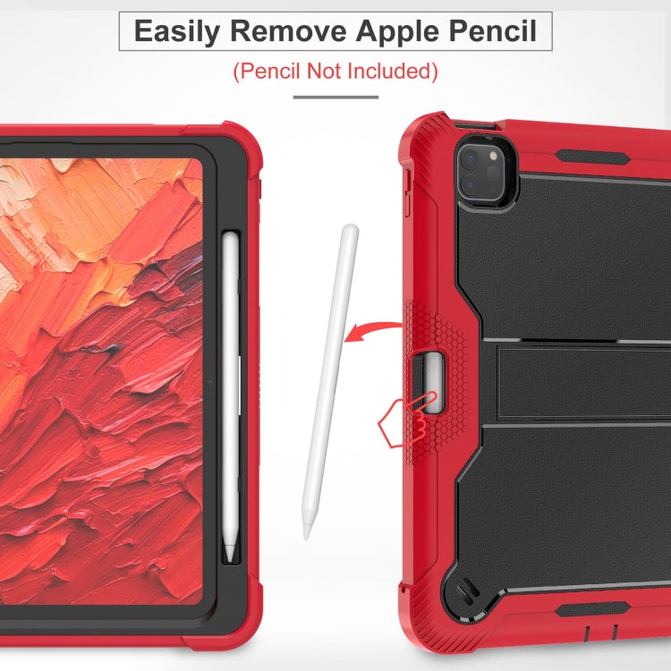 For iPad Pro 11 2024 Shockproof Silicone Hybrid PC Tablet Case with Holder(Black + Red) - free shipping - PMC TechLife - Order now!