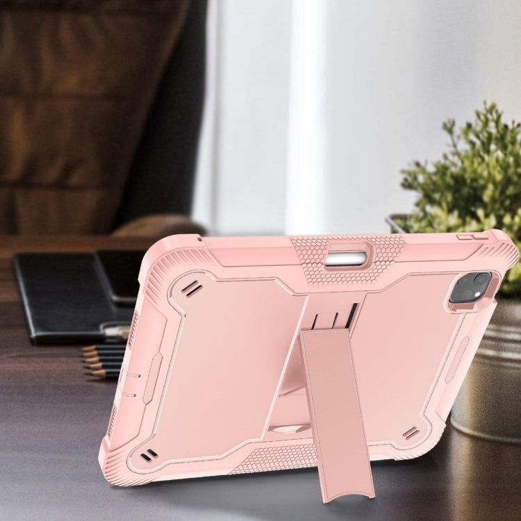 For iPad Pro 11 2024 Shockproof Silicone Hybrid PC Tablet Case with Holder(Rose Gold) - iPad Pro 11 2024 Cases by PMC Jewellery | Online Shopping South Africa | PMC Jewellery | Buy Now Pay Later Mobicred