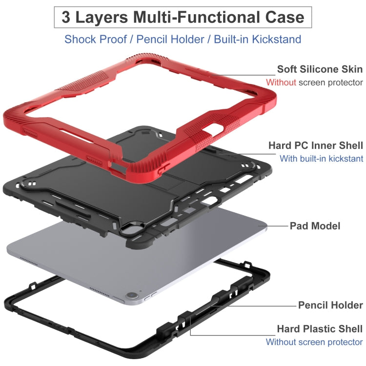 For iPad Air 13 2024 Shockproof Silicone Hybrid PC Tablet Case with Holder(Black + Red) - iPad Air 13 2024 Cases by PMC Jewellery | Online Shopping South Africa | PMC Jewellery | Buy Now Pay Later Mobicred