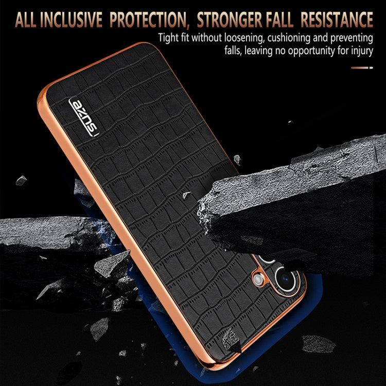For Samsung Galaxy S24+ 5G AZNS Electroplated Frame Crocodile Texture Full Coverage Phone Case(Brown) - free shipping - PMC Jewellery - Order now!