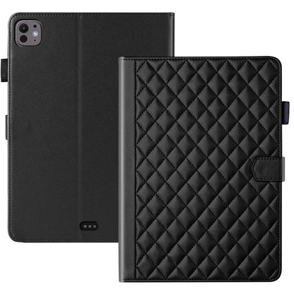 For iPad Pro 13 2024 Rhombus Lattice Leather Smart Tablet Case(Black) - iPad Pro 13 2024 Cases by PMC Jewellery | Online Shopping South Africa | PMC Jewellery | Buy Now Pay Later Mobicred