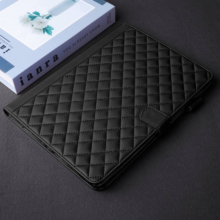 For iPad Pro 13 2024 Rhombus Lattice Leather Smart Tablet Case(Black) - iPad Pro 13 2024 Cases by PMC Jewellery | Online Shopping South Africa | PMC Jewellery | Buy Now Pay Later Mobicred