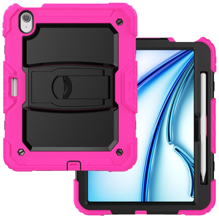 For iPad Air 11 2024 Silicone Hydric PC Tablet Case with Shoulder Strap & Holder(Rose Red) - iPad Air 11 2024 Cases by PMC Jewellery | Online Shopping South Africa | PMC Jewellery | Buy Now Pay Later Mobicred