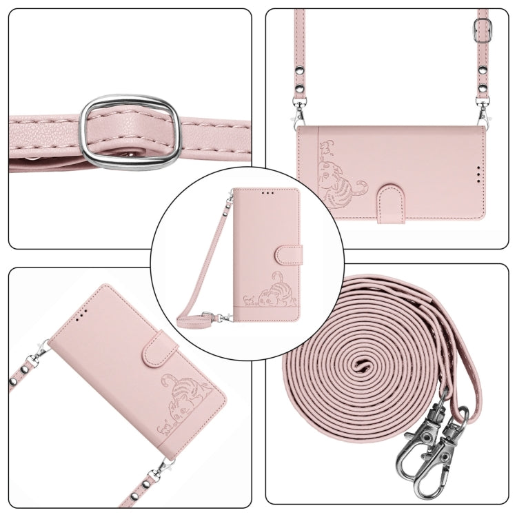 For Blackview A52 Cat Rat Embossed Pattern RFID Leather Phone Case with Lanyard(Pink) - More Brand by PMC Jewellery | Online Shopping South Africa | PMC Jewellery | Buy Now Pay Later Mobicred