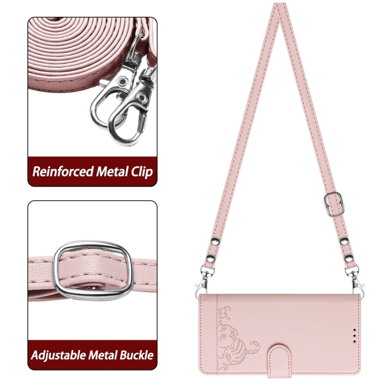 For Blackview A52 Cat Rat Embossed Pattern RFID Leather Phone Case with Lanyard(Pink) - More Brand by PMC TechLife | Online Shopping South Africa | PMC TechLife | Buy Now Pay Later Mobicred
