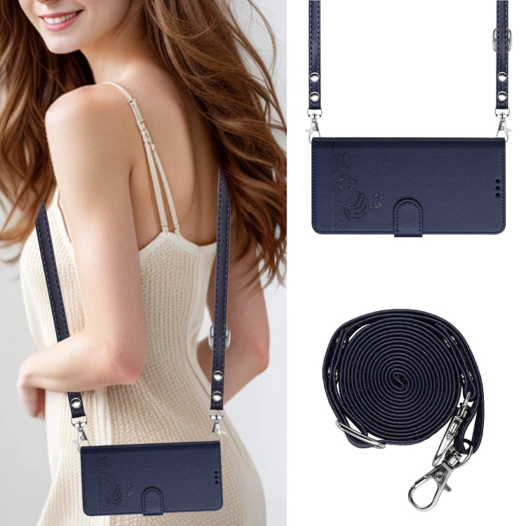 For Blackview A52 Cat Rat Embossed Pattern RFID Leather Phone Case with Lanyard(Blue) - More Brand by PMC TechLife | Online Shopping South Africa | PMC TechLife | Buy Now Pay Later Mobicred