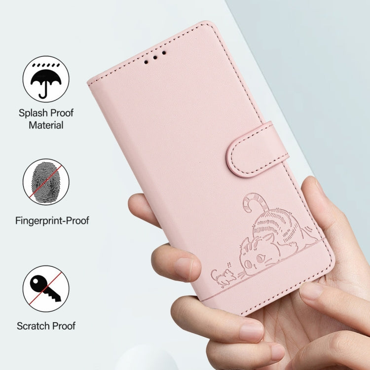 For Blackview Shark 8 Cat Rat Embossed Pattern RFID Leather Phone Case with Lanyard(Pink) - More Brand by PMC Jewellery | Online Shopping South Africa | PMC Jewellery | Buy Now Pay Later Mobicred