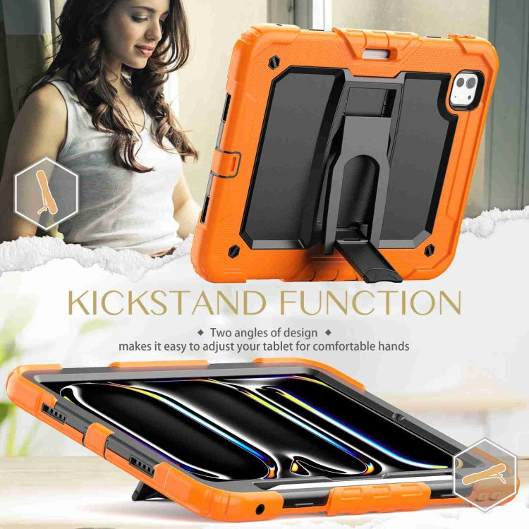 For iPad Pro 11 2024 Silicone Hydric PC Tablet Case with Shoulder Strap & Holder(Orange) - iPad Pro 11 2024 Cases by PMC TechLife | Online Shopping South Africa | PMC TechLife | Buy Now Pay Later Mobicred