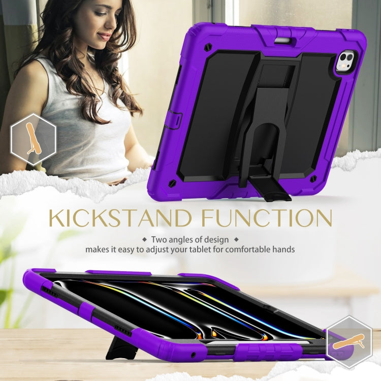 For iPad Pro 13 2024 Silicone Hydric PC Tablet Case with Shoulder Strap & Holder(Purple) - iPad Pro 13 2024 Cases by PMC TechLife | Online Shopping South Africa | PMC TechLife | Buy Now Pay Later Mobicred
