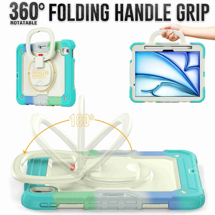 For iPad Air 11 2024 Handle Silicone Hydric PC Tablet Case with Shoulder Strap(Rainbow Blue) - iPad Air 11 2024 Cases by PMC TechLife | Online Shopping South Africa | PMC TechLife | Buy Now Pay Later Mobicred