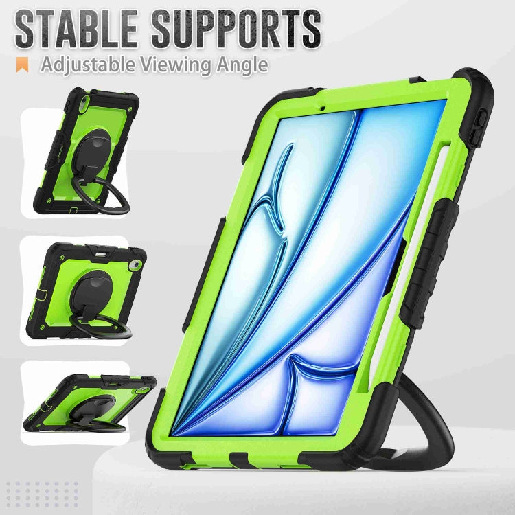 For iPad Air 11 2024 Handle Silicone Hydric PC Tablet Case with Shoulder Strap(Yellow Grenn PC) - iPad Air 11 2024 Cases by PMC TechLife | Online Shopping South Africa | PMC TechLife | Buy Now Pay Later Mobicred