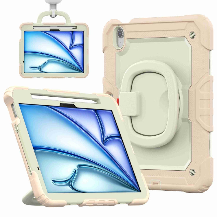 For iPad Air 11 2024 Handle Silicone Hydric PC Tablet Case with Shoulder Strap(Rose Gold) - iPad Air 11 2024 Cases by PMC TechLife | Online Shopping South Africa | PMC TechLife | Buy Now Pay Later Mobicred