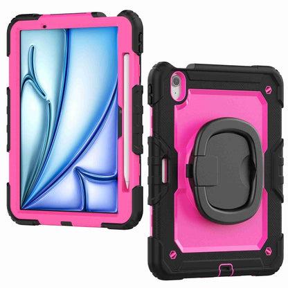 For iPad Air 11 2024 Handle Silicone Hydric PC Tablet Case with Shoulder Strap(Rose Red PC) - iPad Air 11 2024 Cases by PMC Jewellery | Online Shopping South Africa | PMC Jewellery | Buy Now Pay Later Mobicred