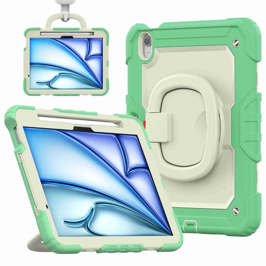 For iPad Air 11 2024 Handle Silicone Hydric PC Tablet Case with Shoulder Strap(Light Green) - iPad Air 11 2024 Cases by PMC Jewellery | Online Shopping South Africa | PMC Jewellery | Buy Now Pay Later Mobicred