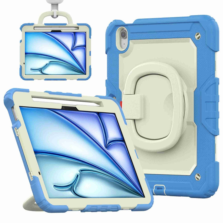 For iPad Air 11 2024 Handle Silicone Hydric PC Tablet Case with Shoulder Strap(Cyan-blue) - iPad Air 11 2024 Cases by PMC Jewellery | Online Shopping South Africa | PMC Jewellery | Buy Now Pay Later Mobicred