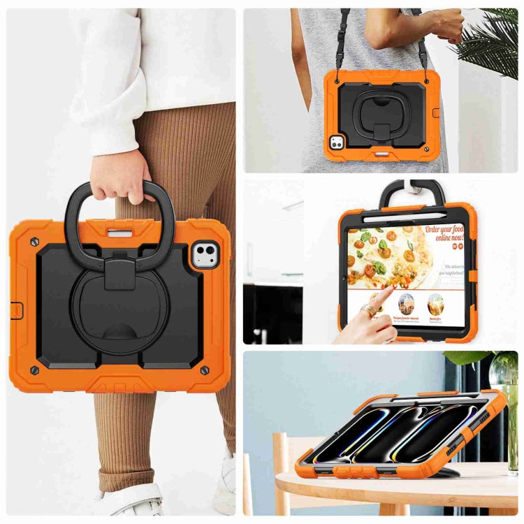 For iPad Pro 11 2024 Handle Silicone Hydric PC Tablet Case with Shoulder Strap(Orange) - iPad Pro 11 2024 Cases by PMC Jewellery | Online Shopping South Africa | PMC Jewellery | Buy Now Pay Later Mobicred