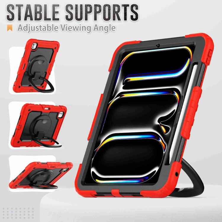 For iPad Pro 11 2024 Handle Silicone Hydric PC Tablet Case with Shoulder Strap(Red) - iPad Pro 11 2024 Cases by PMC TechLife | Online Shopping South Africa | PMC TechLife | Buy Now Pay Later Mobicred