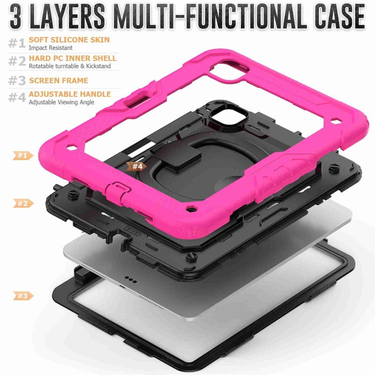 For iPad Pro 11 2024 Handle Silicone Hydric PC Tablet Case with Shoulder Strap(Rose Red) - iPad Pro 11 2024 Cases by PMC TechLife | Online Shopping South Africa | PMC TechLife | Buy Now Pay Later Mobicred