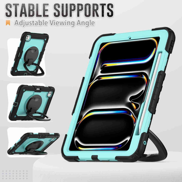 For iPad Pro 11 2024 Handle Silicone Hydric PC Tablet Case with Shoulder Strap(Light Blue PC) - iPad Pro 11 2024 Cases by PMC TechLife | Online Shopping South Africa | PMC TechLife | Buy Now Pay Later Mobicred