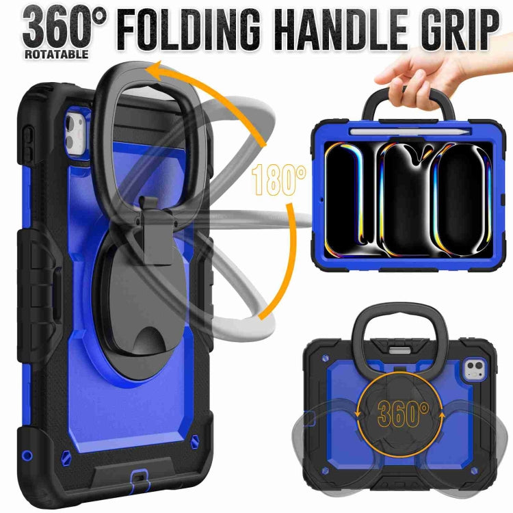 For iPad Pro 11 2024 Handle Silicone Hydric PC Tablet Case with Shoulder Strap(Dark Blue PC) - iPad Pro 11 2024 Cases by PMC TechLife | Online Shopping South Africa | PMC TechLife | Buy Now Pay Later Mobicred