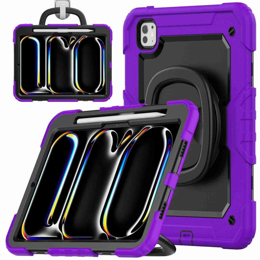 For iPad Pro 11 2024 Handle Silicone Hydric PC Tablet Case with Shoulder Strap(Purple) - iPad Pro 11 2024 Cases by PMC Jewellery | Online Shopping South Africa | PMC Jewellery | Buy Now Pay Later Mobicred