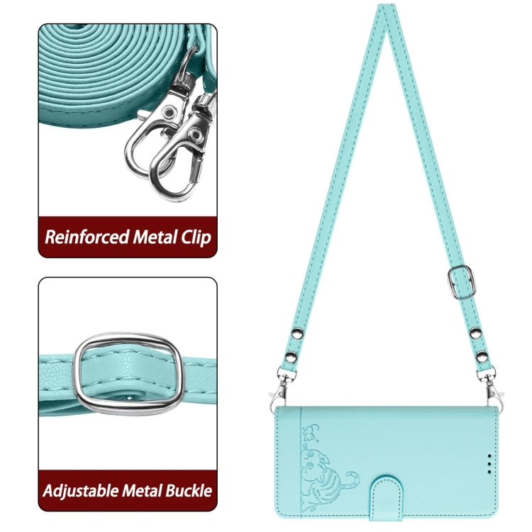 For Ulefone Note 14 Cat Rat Embossed Pattern RFID Leather Phone Case with Lanyard(Mint Green) - Ulefone Cases by PMC Jewellery | Online Shopping South Africa | PMC Jewellery | Buy Now Pay Later Mobicred