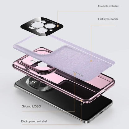 For Honor Magic6 Pro / Magic6 Ultimate SULADA Frameless Top Layer Cowhide Leather + PC Phone Case(Purple) - Honor Cases by SULADA | Online Shopping South Africa | PMC Jewellery | Buy Now Pay Later Mobicred