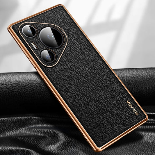 For Huawei Pura 70 Pro SULADA TPU + Litchi Texture Leather Phone Case(Black) - Huawei Cases by SULADA | Online Shopping South Africa | PMC Jewellery | Buy Now Pay Later Mobicred