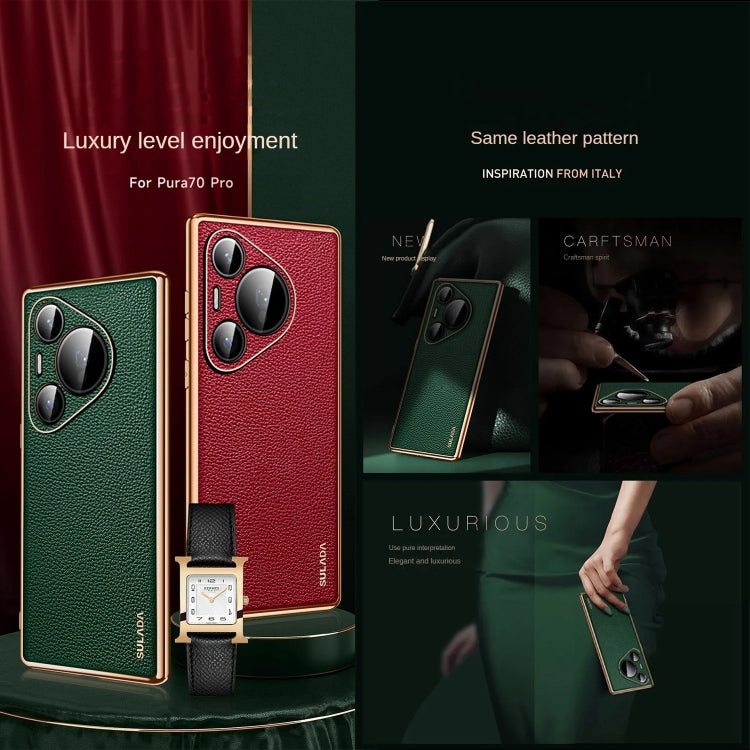 For Huawei Pura 70 Pro SULADA TPU + Litchi Texture Leather Phone Case(Green) - Huawei Cases by SULADA | Online Shopping South Africa | PMC Jewellery | Buy Now Pay Later Mobicred