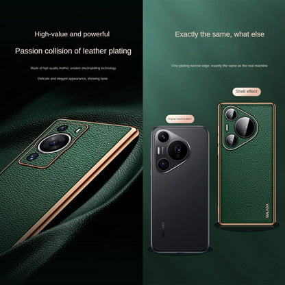 For Huawei Pura 70 SULADA TPU + Litchi Texture Leather Phone Case(Green) - Huawei Cases by SULADA | Online Shopping South Africa | PMC Jewellery | Buy Now Pay Later Mobicred