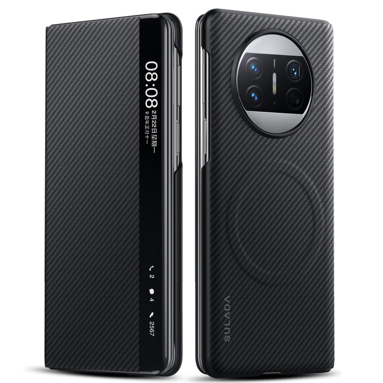 For Huawei Mate X3 SULADA Kevlar 600D Texture Smart Window Leather Phone Case(Black) - free shipping - PMC TechLife - Order now!