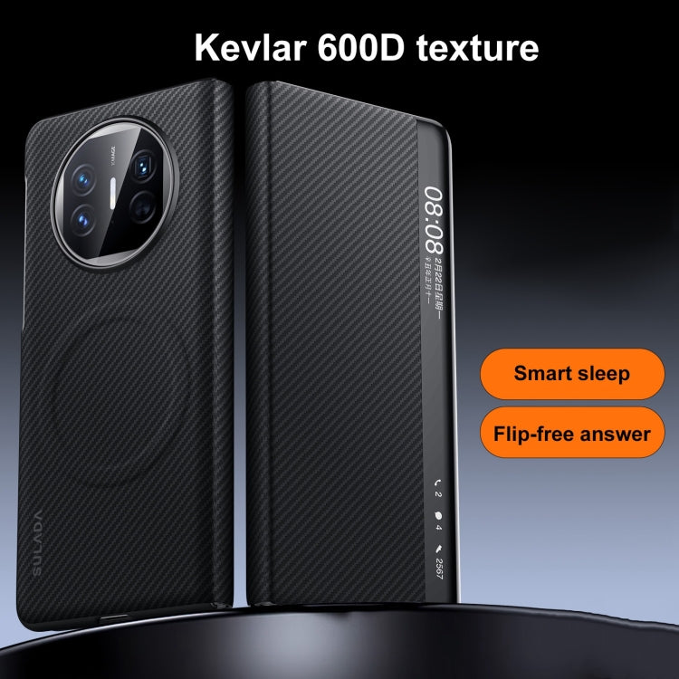 For Huawei Mate X5 SULADA Kevlar 600D Texture Smart Window Leather Phone Case(Brown) - Huawei Cases by SULADA | Online Shopping South Africa | PMC TechLife | Buy Now Pay Later Mobicred