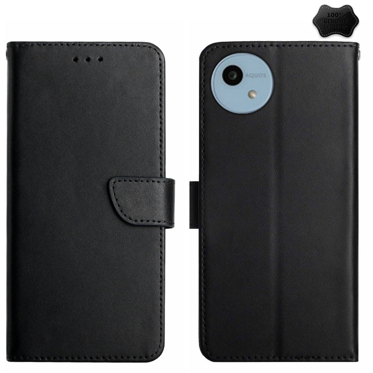 For Sharp Aquos Wish 4 Genuine Leather Fingerprint-proof Flip Phone Case(Black) - More Brand by PMC TechLife | Online Shopping South Africa | PMC TechLife | Buy Now Pay Later Mobicred