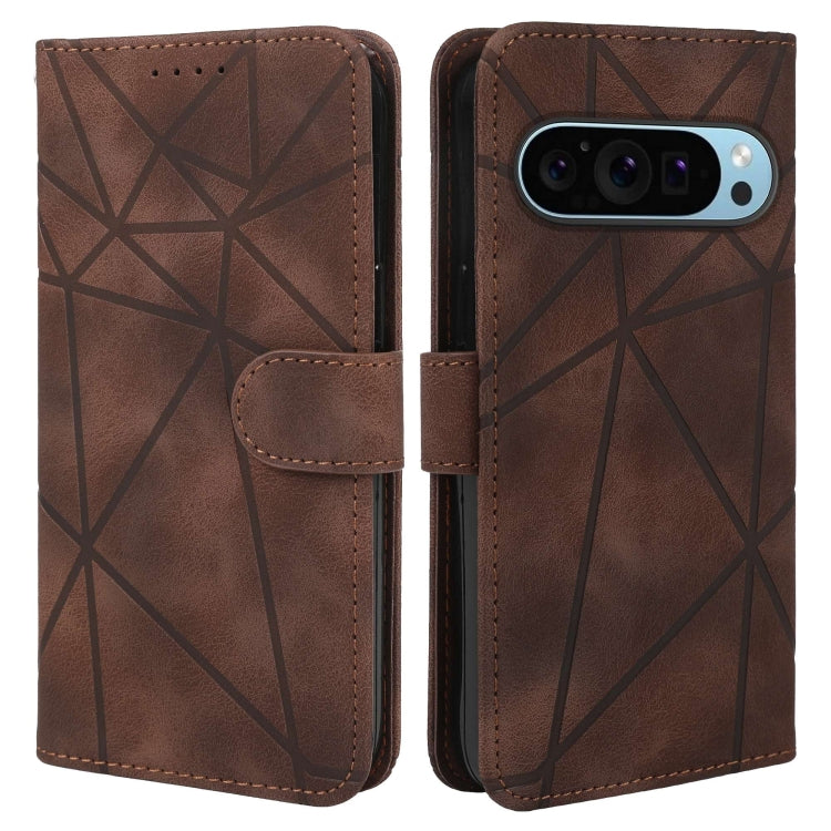 For Google Pixel 9 Pro XL Skin Feel Geometric Lines Leather Phone Case(Brown) - Google Cases by PMC Jewellery | Online Shopping South Africa | PMC Jewellery | Buy Now Pay Later Mobicred